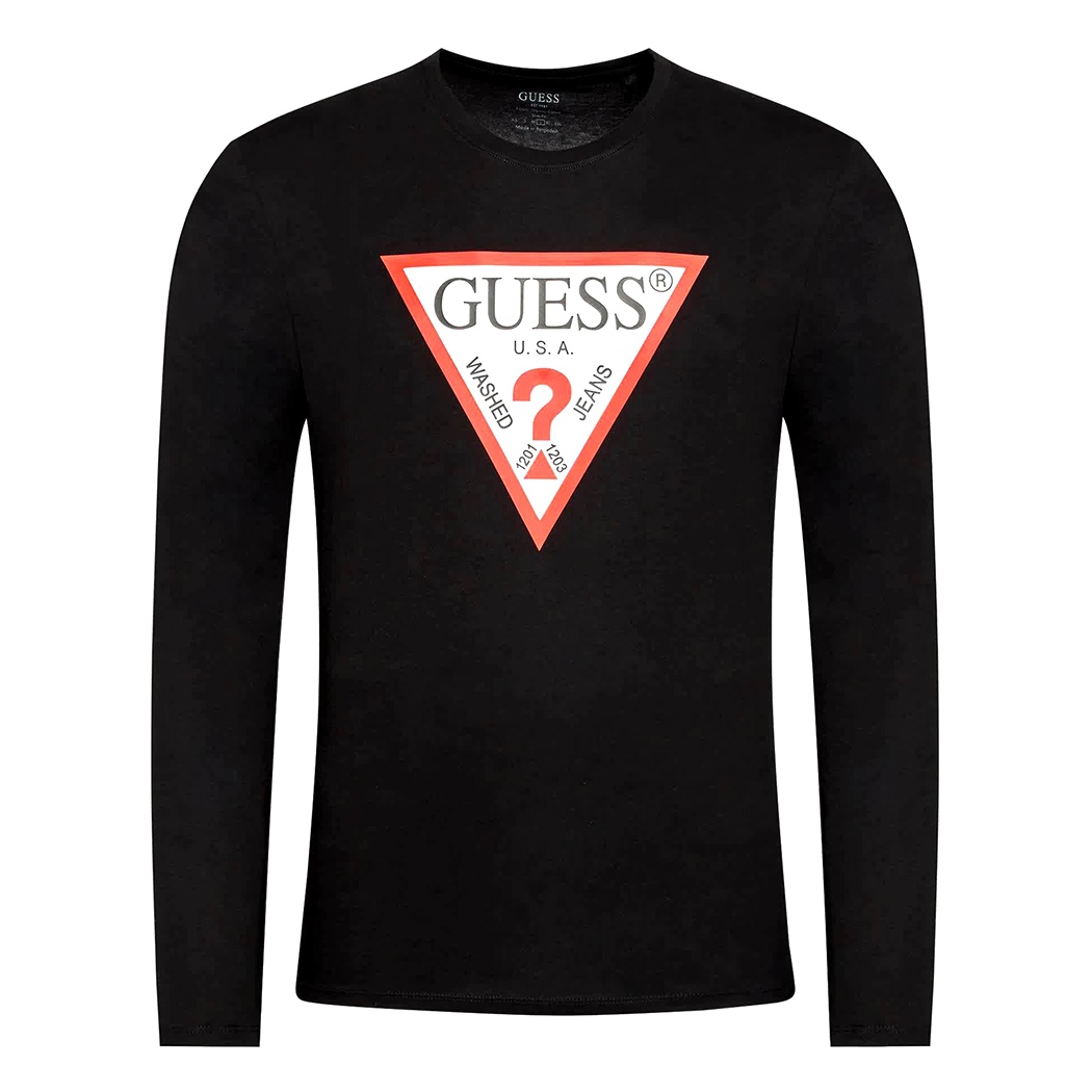 GUESS T-SHIRT UOMO MAGLIA COTONE MANICHE LUNGHE SPORT STRETCH LOGO M2YI31I3Z11