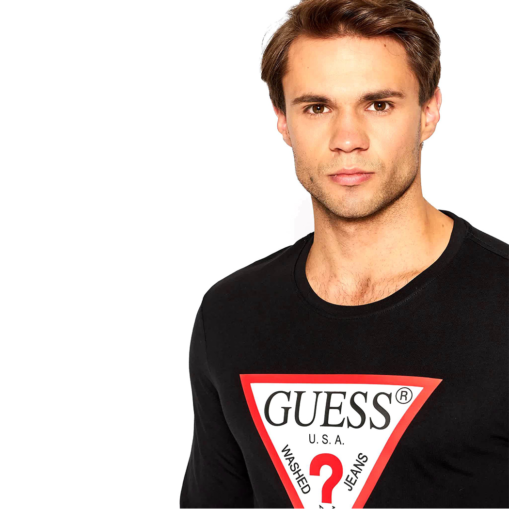GUESS T-SHIRT UOMO MAGLIA COTONE MANICHE LUNGHE SPORT STRETCH LOGO M2YI31I3Z11