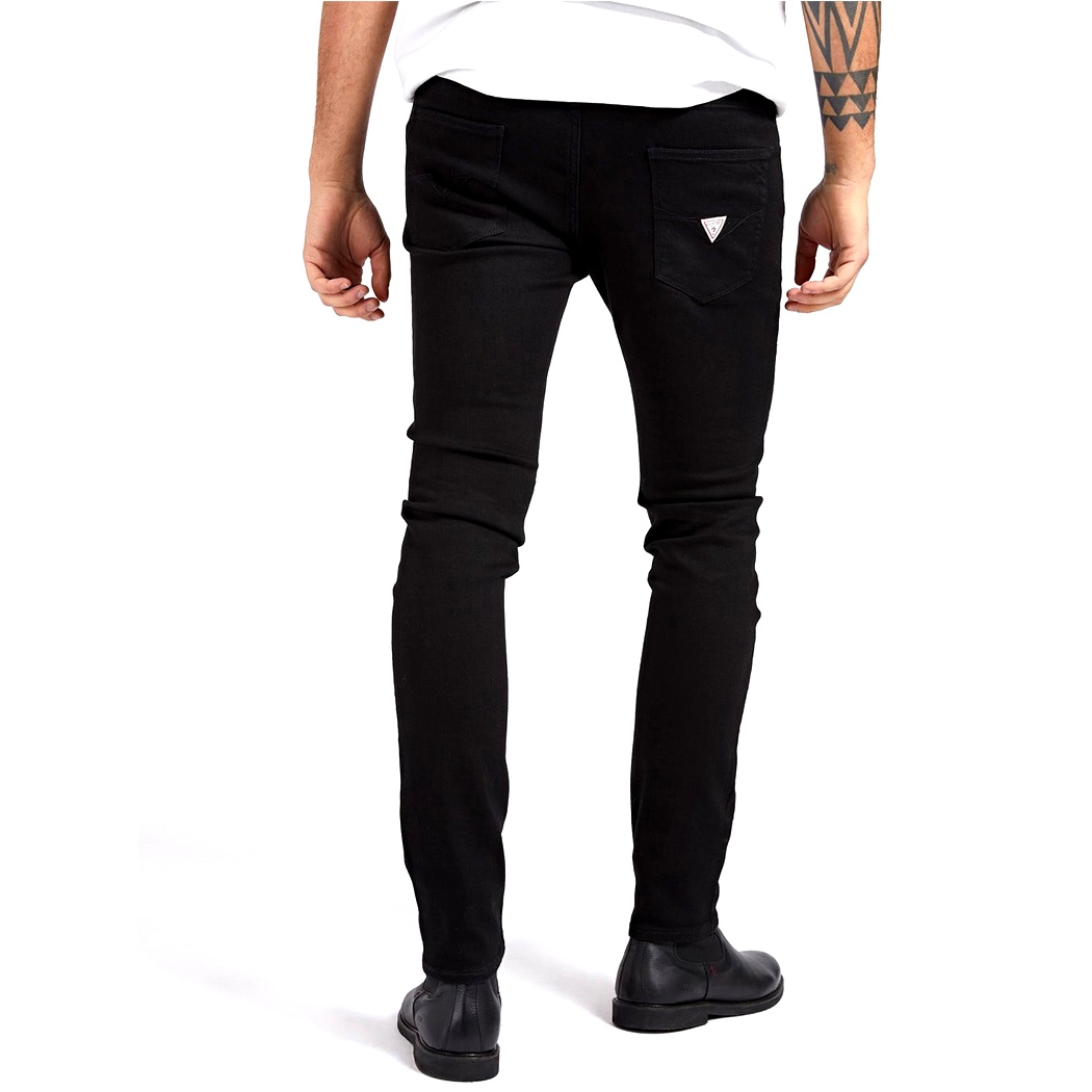 GUESS JEANS PANTALONI MODA UOMO MIAMI SUPER SKYNNY STRETCH NERO M2YAN1D4Q51