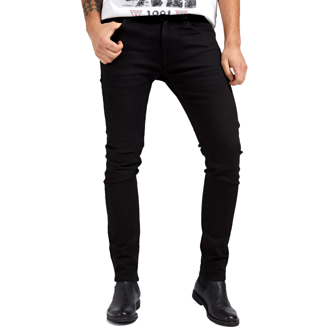 GUESS JEANS PANTALONI MODA UOMO MIAMI SUPER SKYNNY STRETCH NERO M2YAN1D4Q51