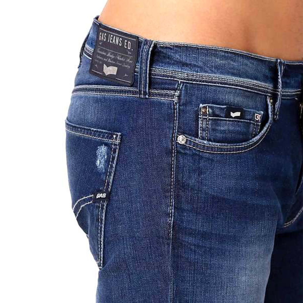 GAS JEANS UOMO MAN PANTALONI BLUE DENIM MODA COTONE STRETCH ANDERS K WK79