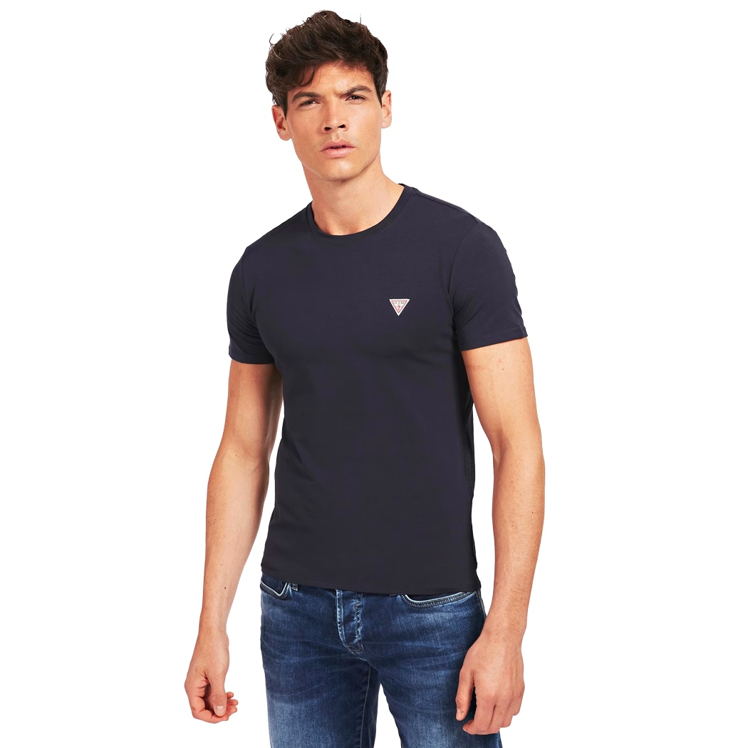 GUESS T-SHIRT UOMO MAGLIA COTONE JERSEY STRETCH LOGO TRIANGOLO BASIC M2YI36I3Z14