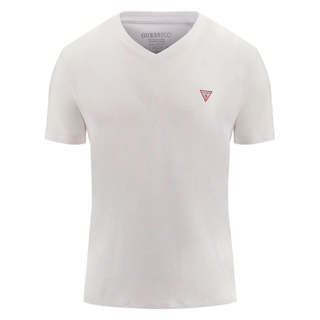 GUESS T-SHIRT UOMO SCOLLO A V MAGLIA COTONE JERSEY STRETCH LOGO SLIM M2YI32J1314