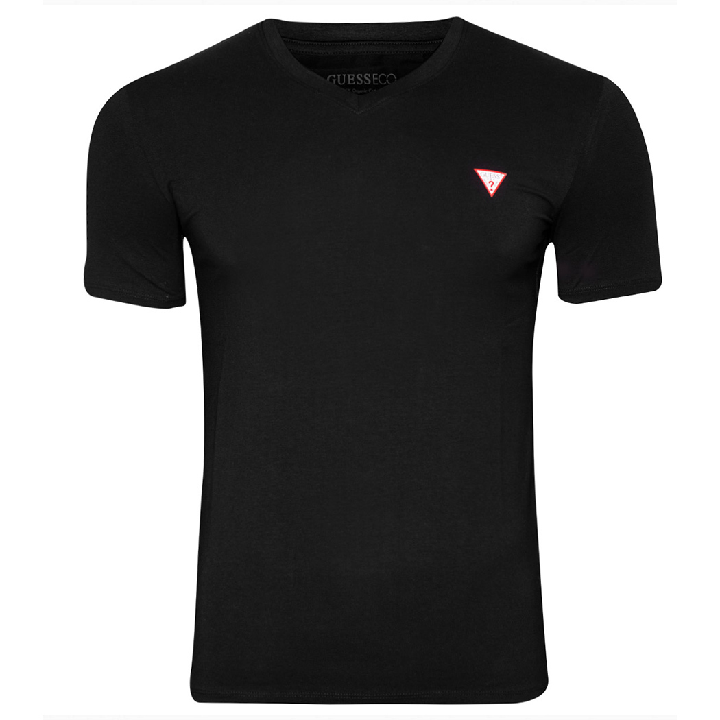 GUESS T-SHIRT UOMO SCOLLO A V MAGLIA COTONE JERSEY STRETCH LOGO SLIM M2YI32J1314