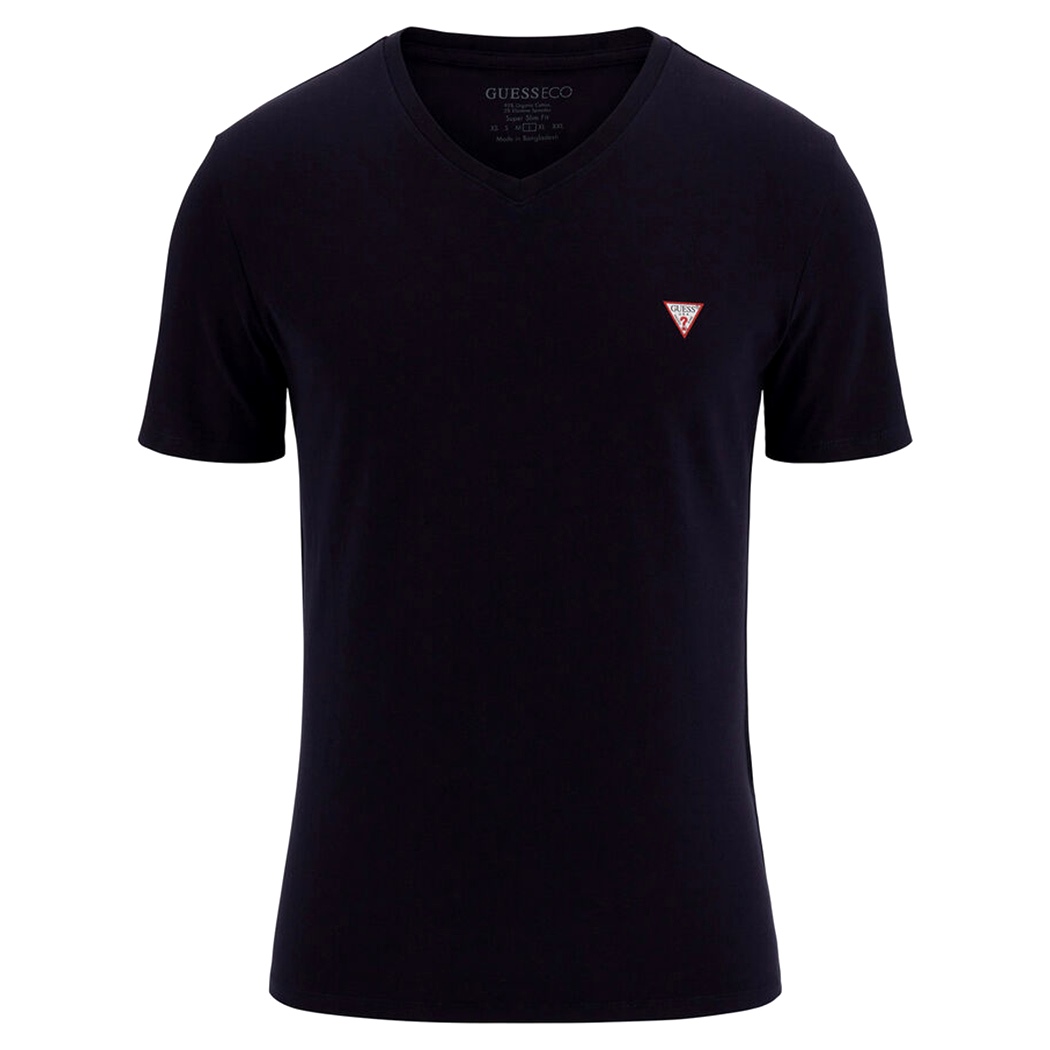 GUESS T-SHIRT UOMO SCOLLO A V MAGLIA COTONE JERSEY STRETCH LOGO SLIM M2YI32J1314
