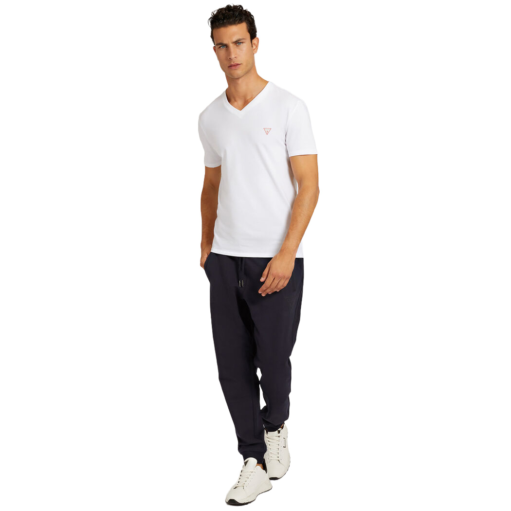 GUESS T-SHIRT UOMO SCOLLO A V MAGLIA COTONE JERSEY STRETCH LOGO SLIM M2YI32J1314