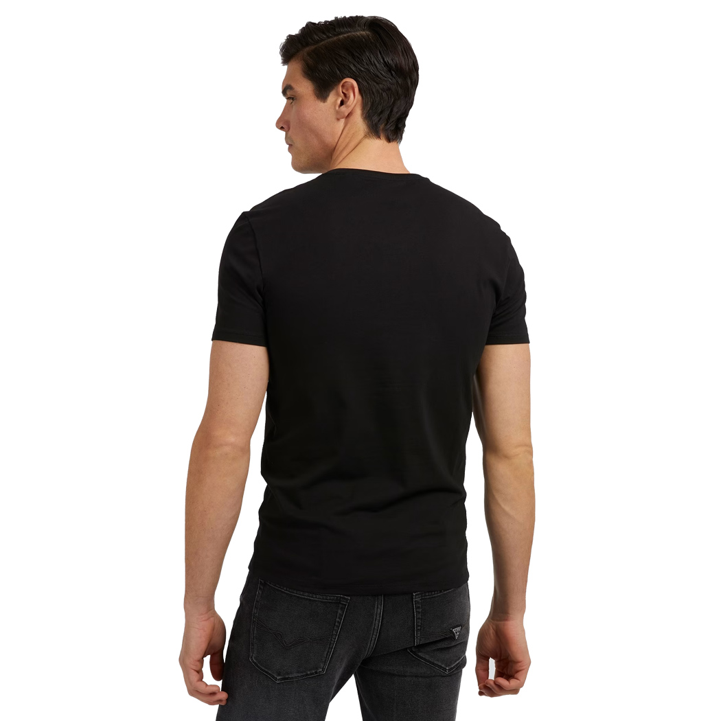 GUESS T-SHIRT UOMO SCOLLO A V MAGLIA COTONE JERSEY STRETCH LOGO SLIM M2YI32J1314