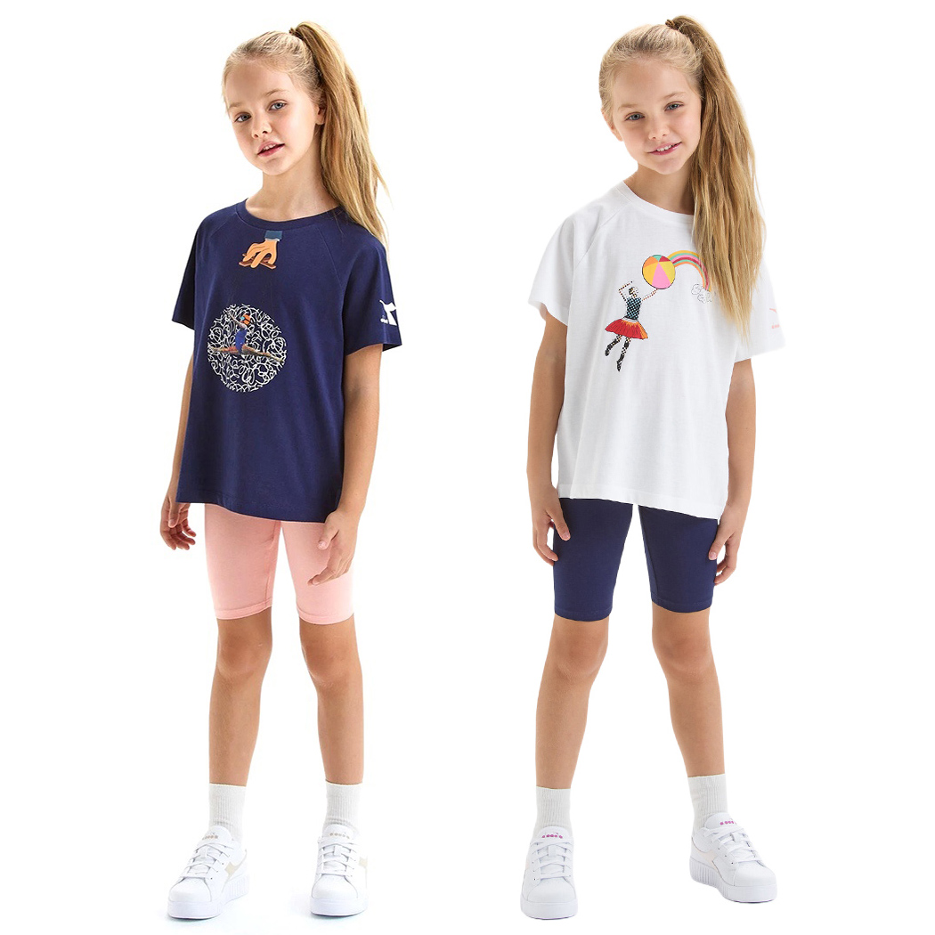 DIADORA JG.SET SS SPORT ART LOGO COMPLETINO BAMBINA T-SHIRT LEGGINGS 102.179350