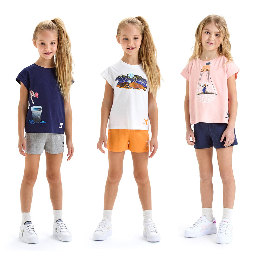 DIADORA JG.SET SS SPORT ART LOGO COMPLETINO BAMBINA T-SHIRT LEGGINGS 102.179351
