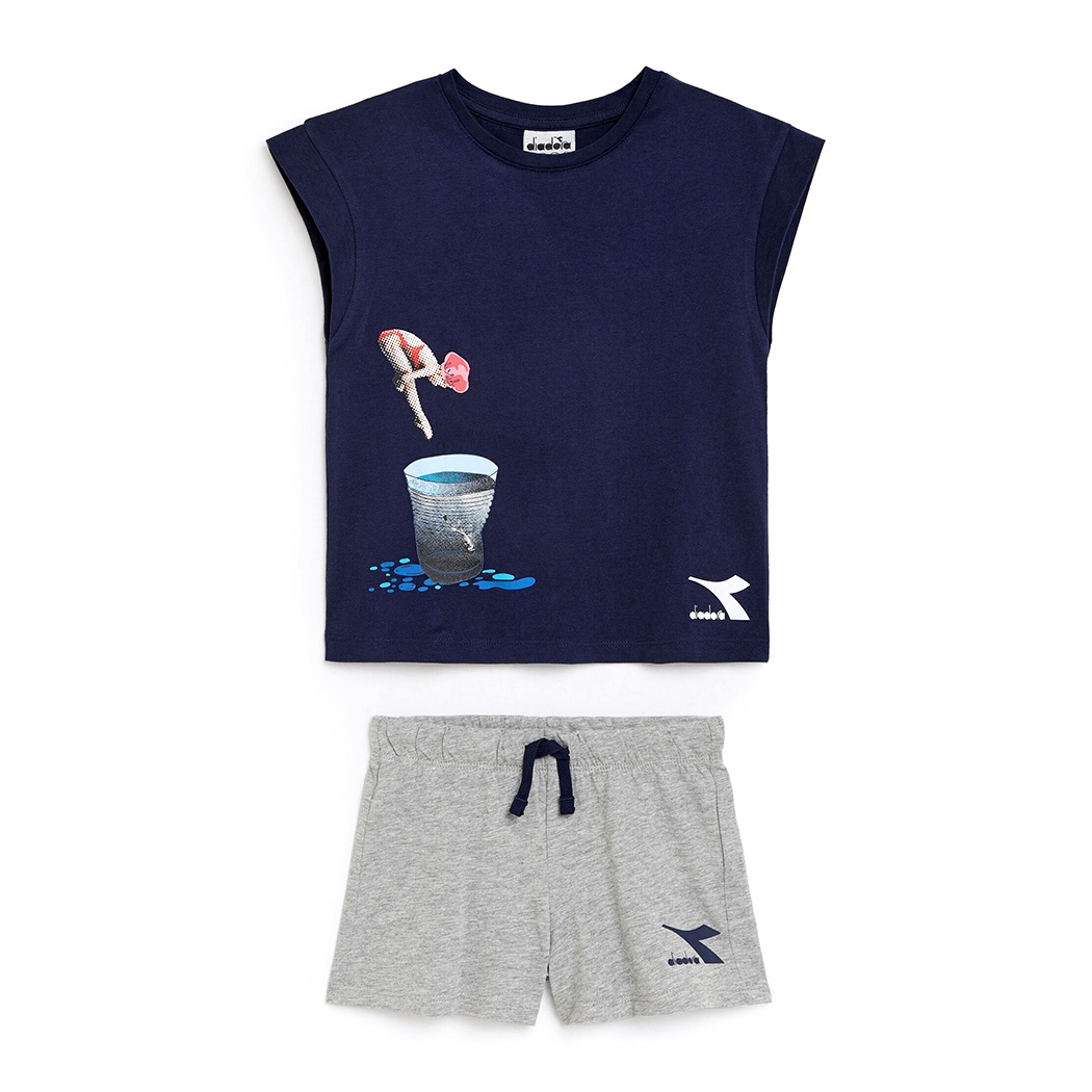 DIADORA JG.SET SS SPORT ART LOGO COMPLETINO BAMBINA T-SHIRT LEGGINGS 102.179351