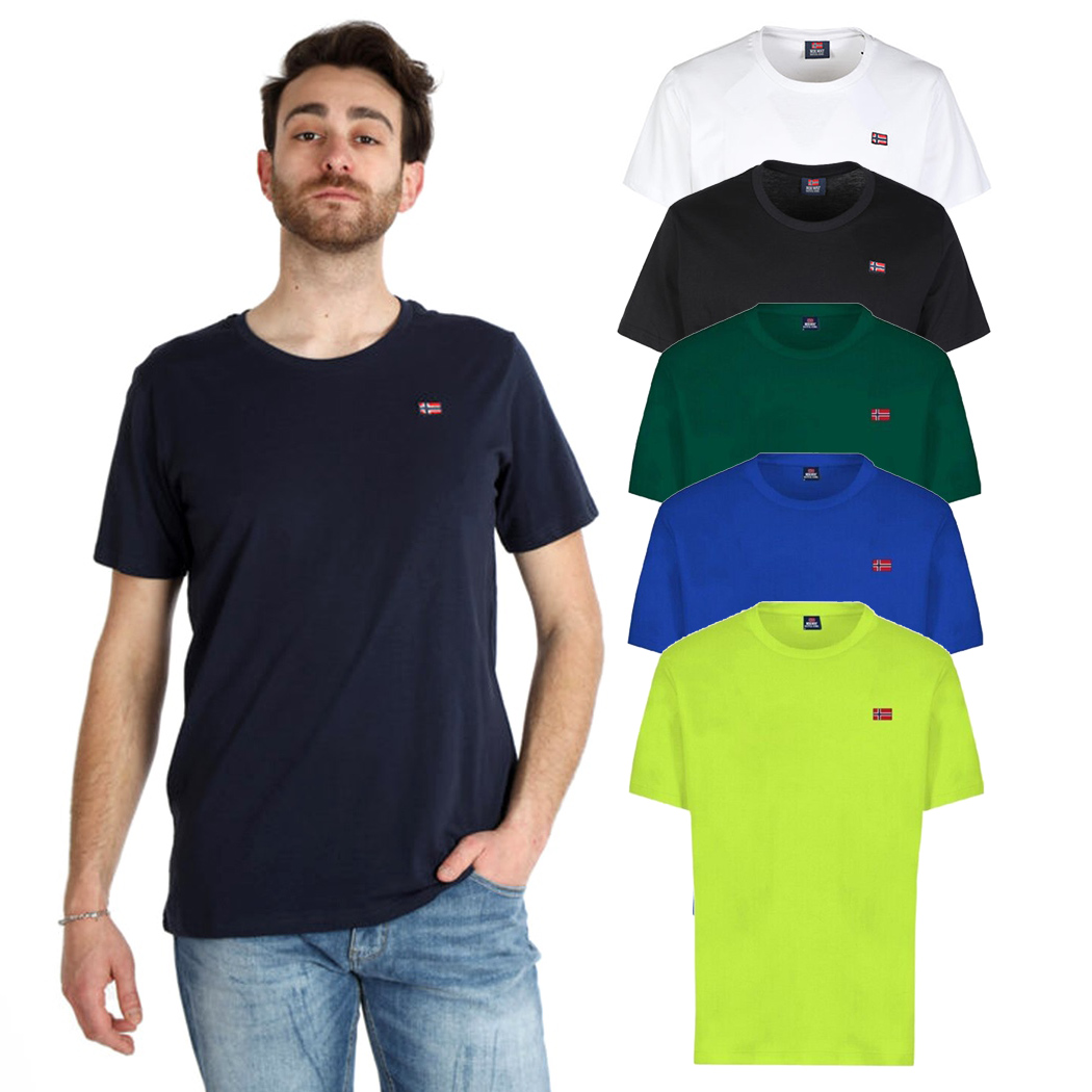 NORWAY MAGLIETTA T-SHIRT UOMO TINTA UNITA MAGLIA COTONE SPORT 836010
