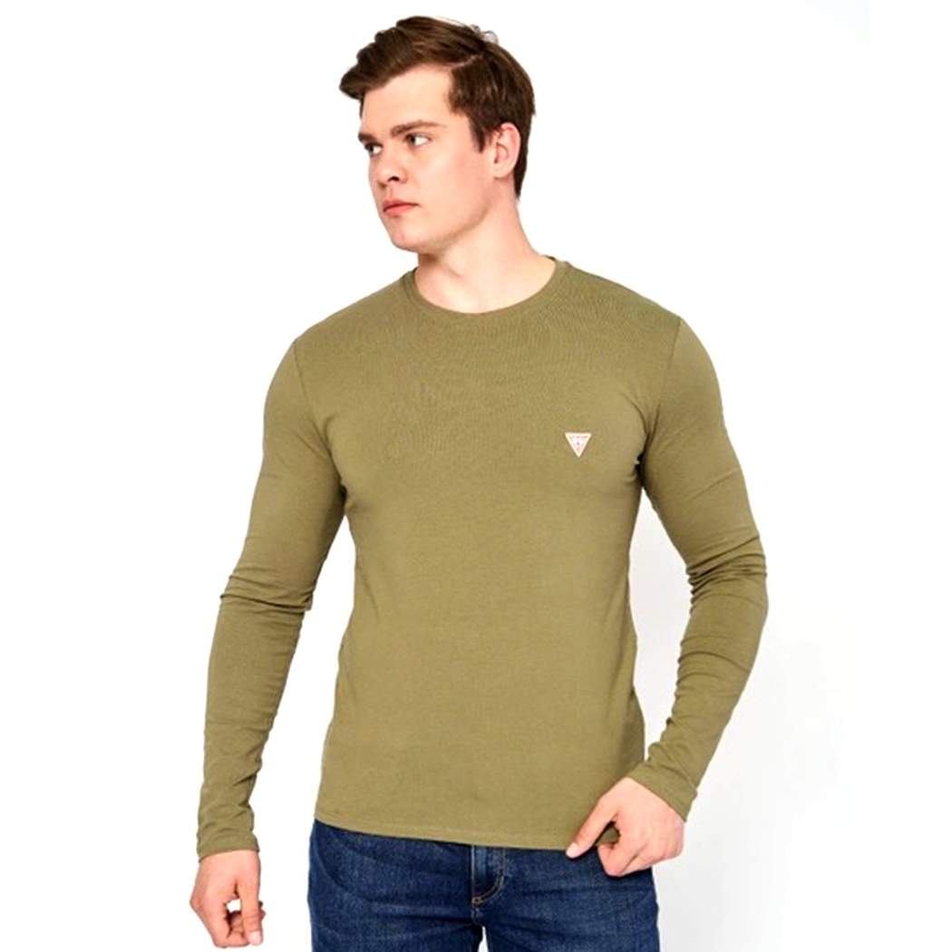 GUESS T-SHIRT UOMO MAGLIA COTONE MANICA LUNGA SPORT STRETCH BASIC M2YI28J1314