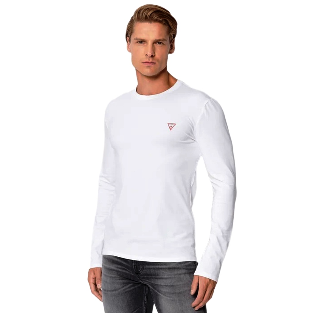 GUESS T-SHIRT UOMO MAGLIA COTONE MANICA LUNGA SPORT STRETCH BASIC M2YI28J1314