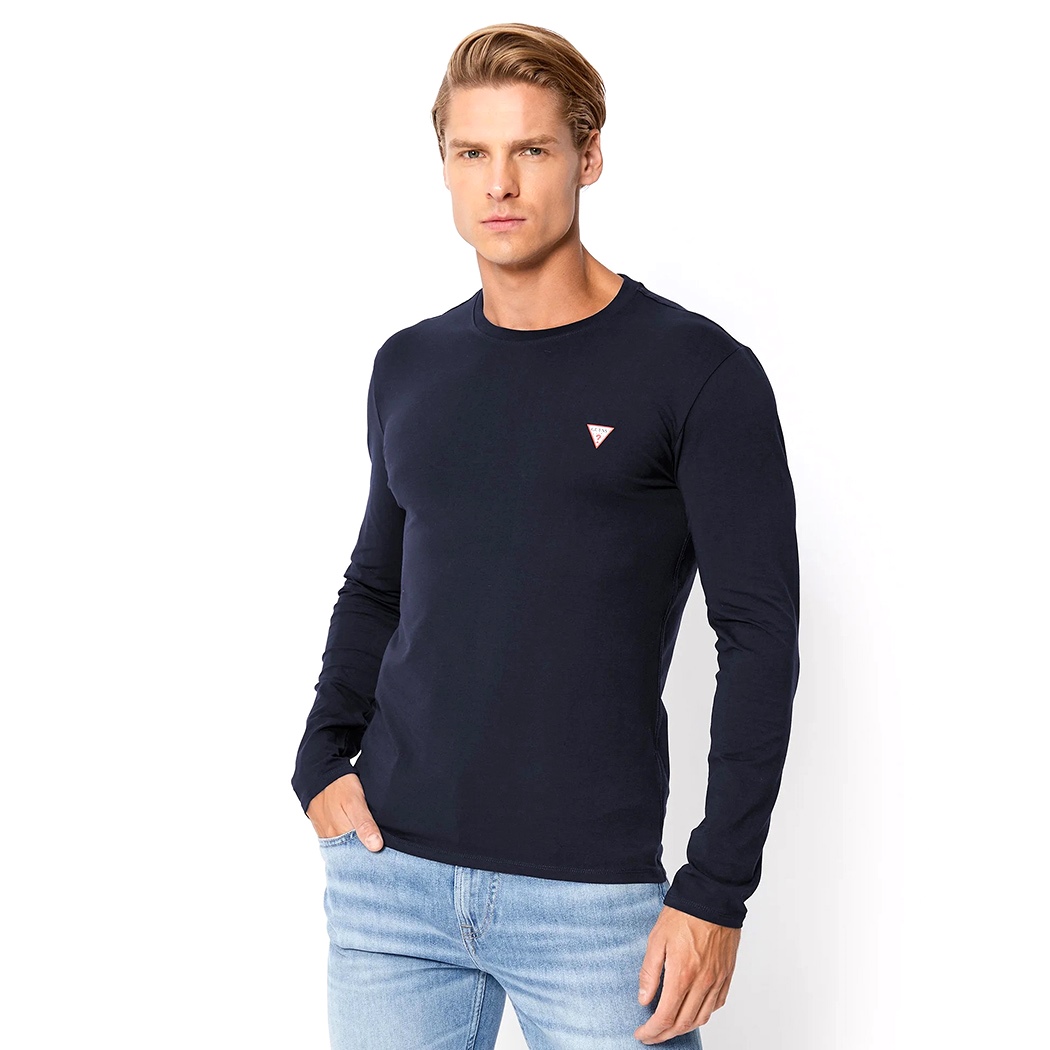 GUESS T-SHIRT UOMO MAGLIA COTONE MANICA LUNGA SPORT STRETCH BASIC M2YI28J1314