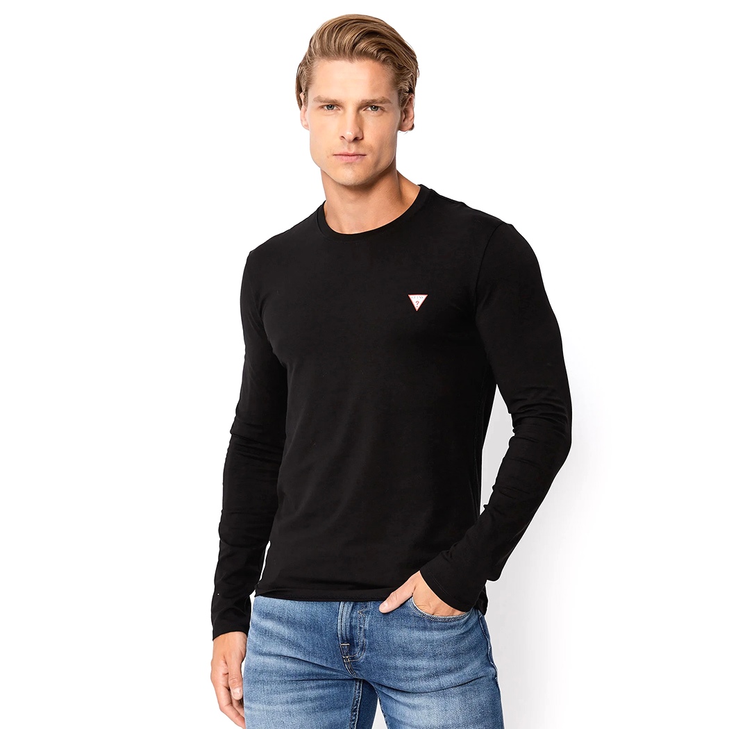 GUESS T-SHIRT UOMO MAGLIA COTONE MANICA LUNGA SPORT STRETCH BASIC M2YI28J1314