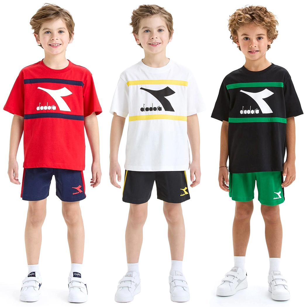 DIADORA JB.SET SS SPORT ART COMPLETO COTONE BAMBINO T-SHIRT PANT 102.179341