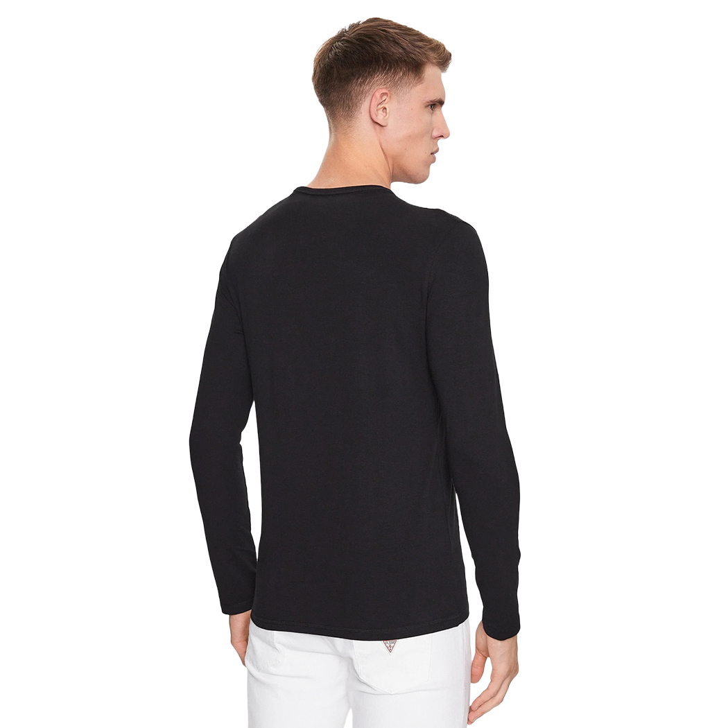 GUESS T-SHIRT UOMO MAGLIA COTONE JERSEY STRETCH LOGO MANICA LUNGA M3YI29J1314