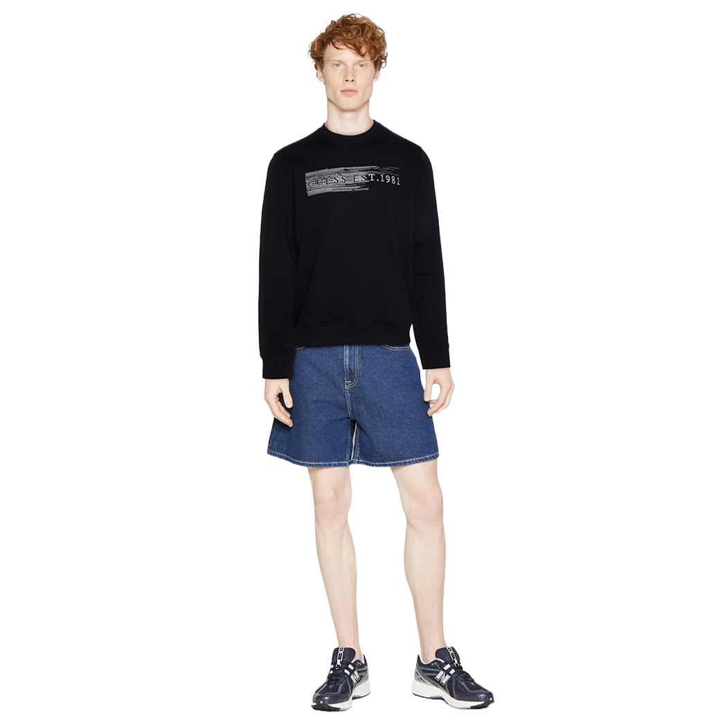 GUESS FELPA UOMO FRENCH TERRY CON LOGO FRONTALE MAGLIA SPORT M3YQ08KBK32