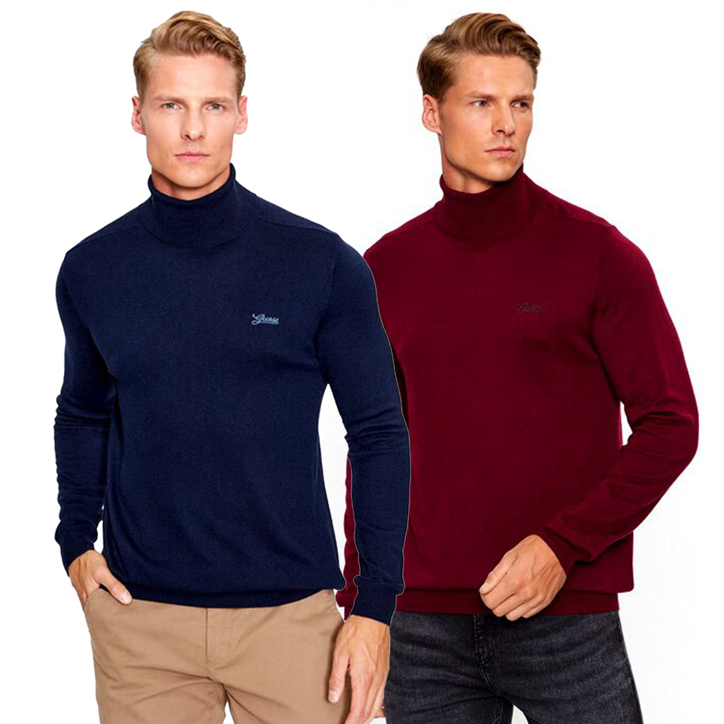 GUESS MAGLIA MAGLIONE PULLOVER UOMO COLLO ALTO DOLCEVITA INVERNALE M3BR10Z3052