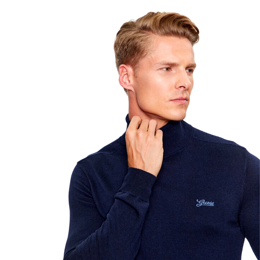 GUESS MAGLIA MAGLIONE PULLOVER UOMO COLLO ALTO DOLCEVITA INVERNALE M3BR10Z3052