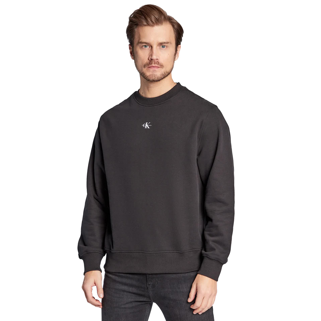 CALVIN KLEIN FELPA UOMO FRENCH TERRY CON MONOGRAMMA DI TAGLIO RELAXED J30J322534