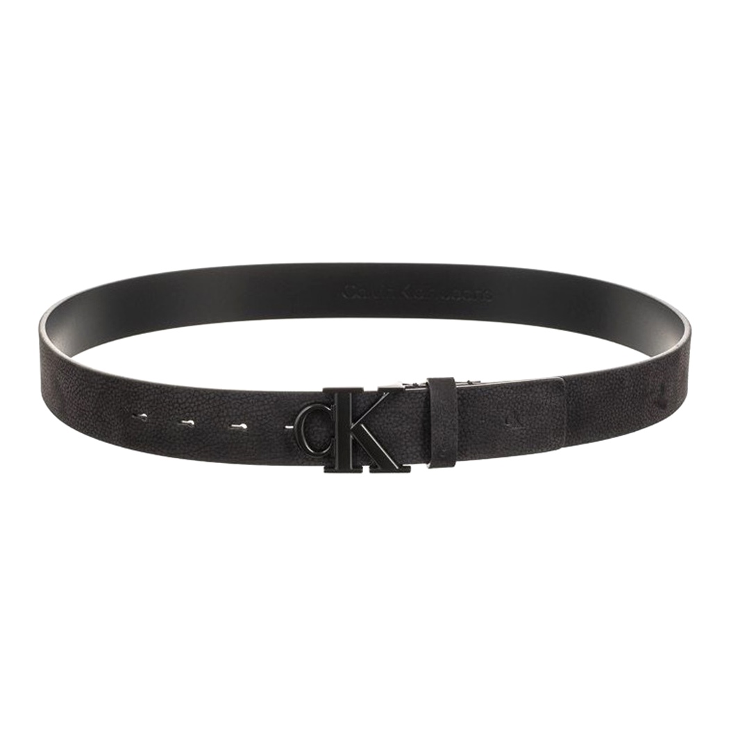 CALVIN KLEIN CINTURA UOMO LOGO METALLO NERO VERA PELLE FIBBIA BELT K50K5I0783