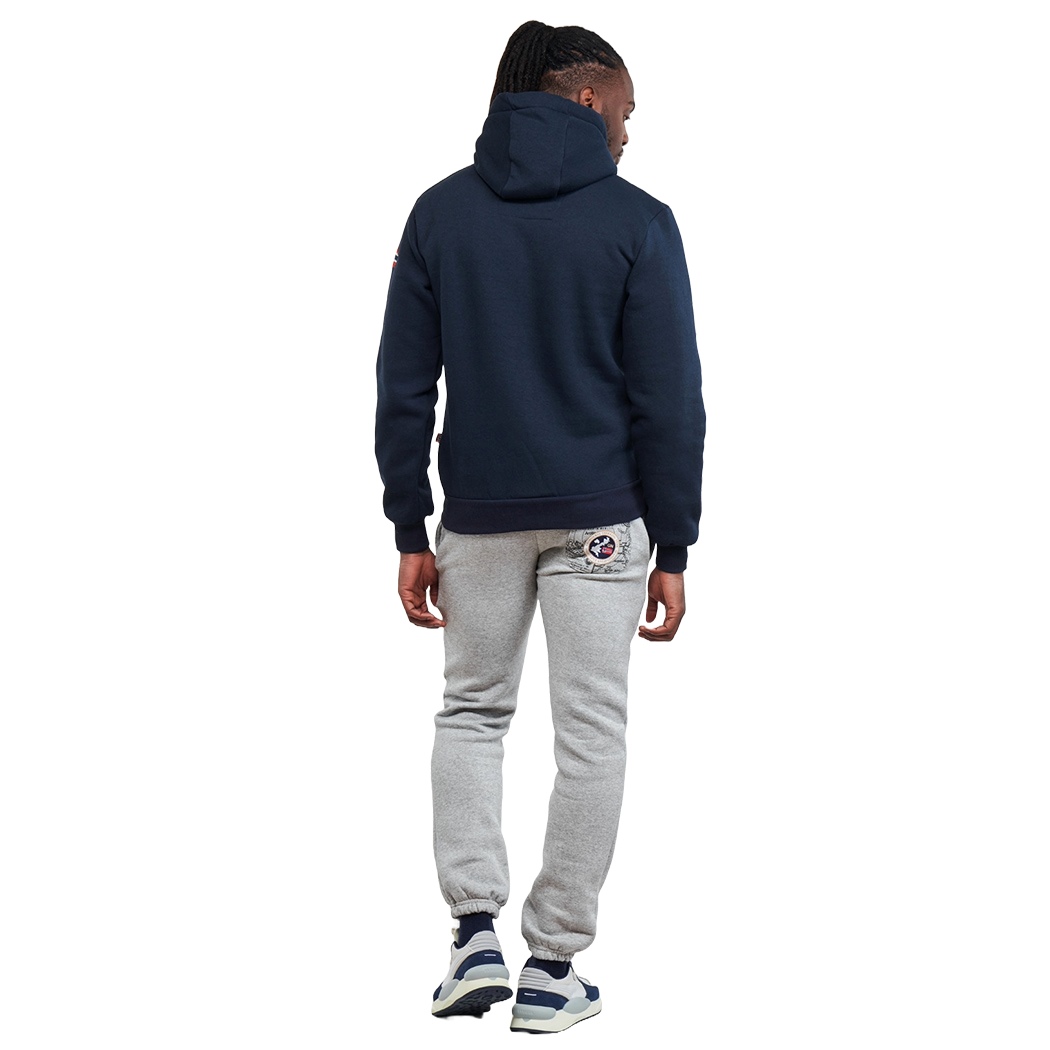 NORWAY FELPA GARZATA UOMO CON CAPPUCCIO FLEECE HOODIE BIG LOGO SPORT 129443