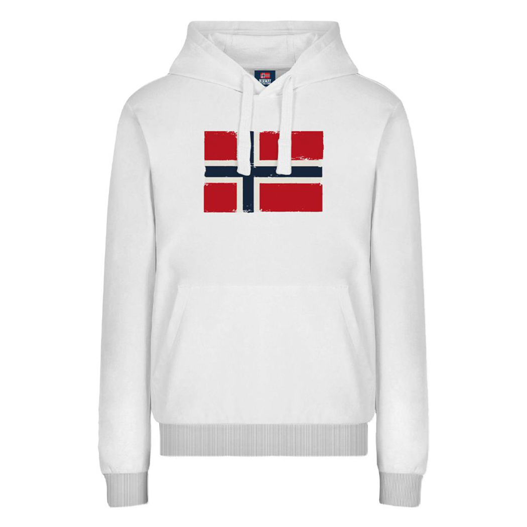NORWAY FELPA GARZATA UOMO CON CAPPUCCIO FLEECE HOODIE BIG LOGO SPORT 129443