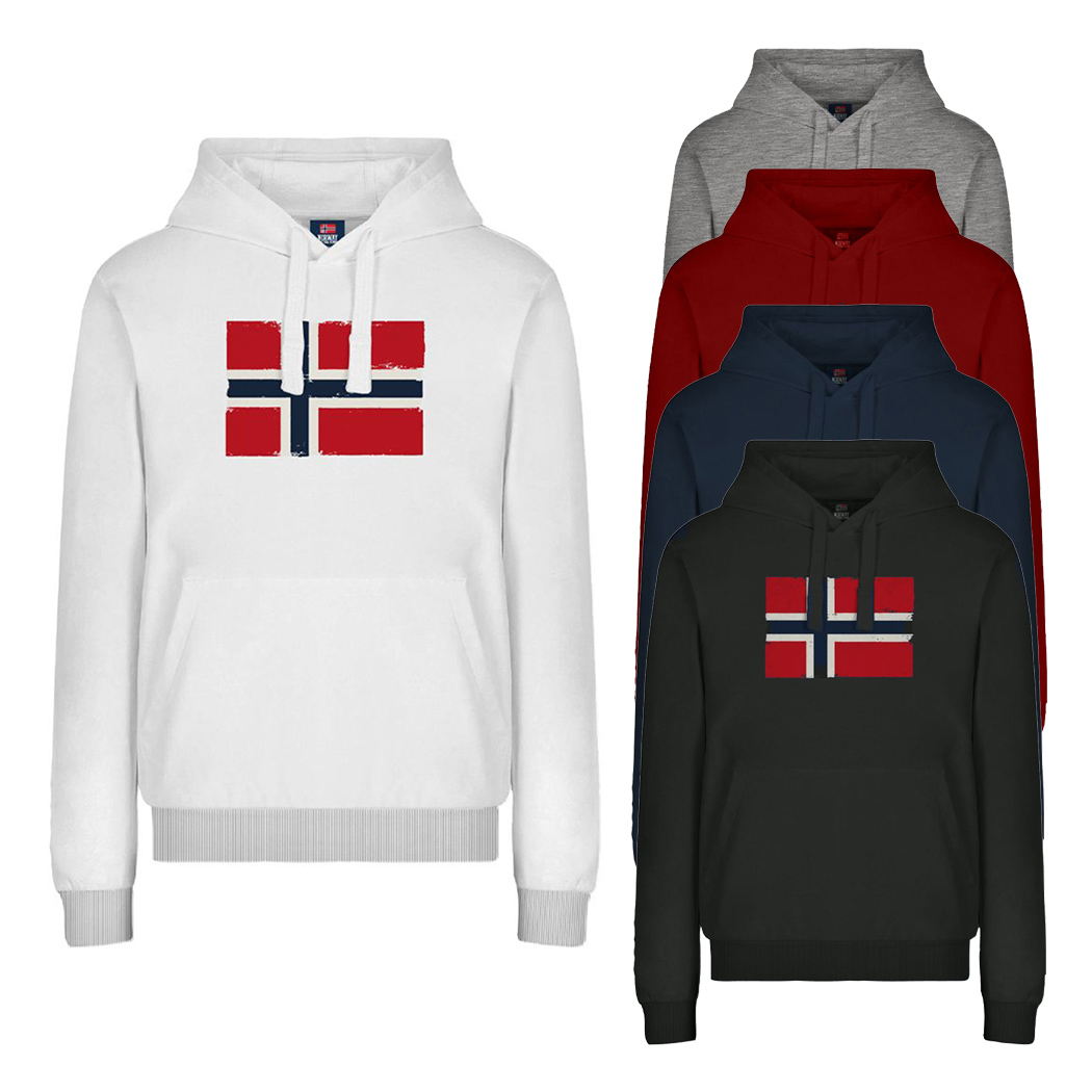 NORWAY FELPA GARZATA UOMO CON CAPPUCCIO FLEECE HOODIE BIG LOGO SPORT 129443
