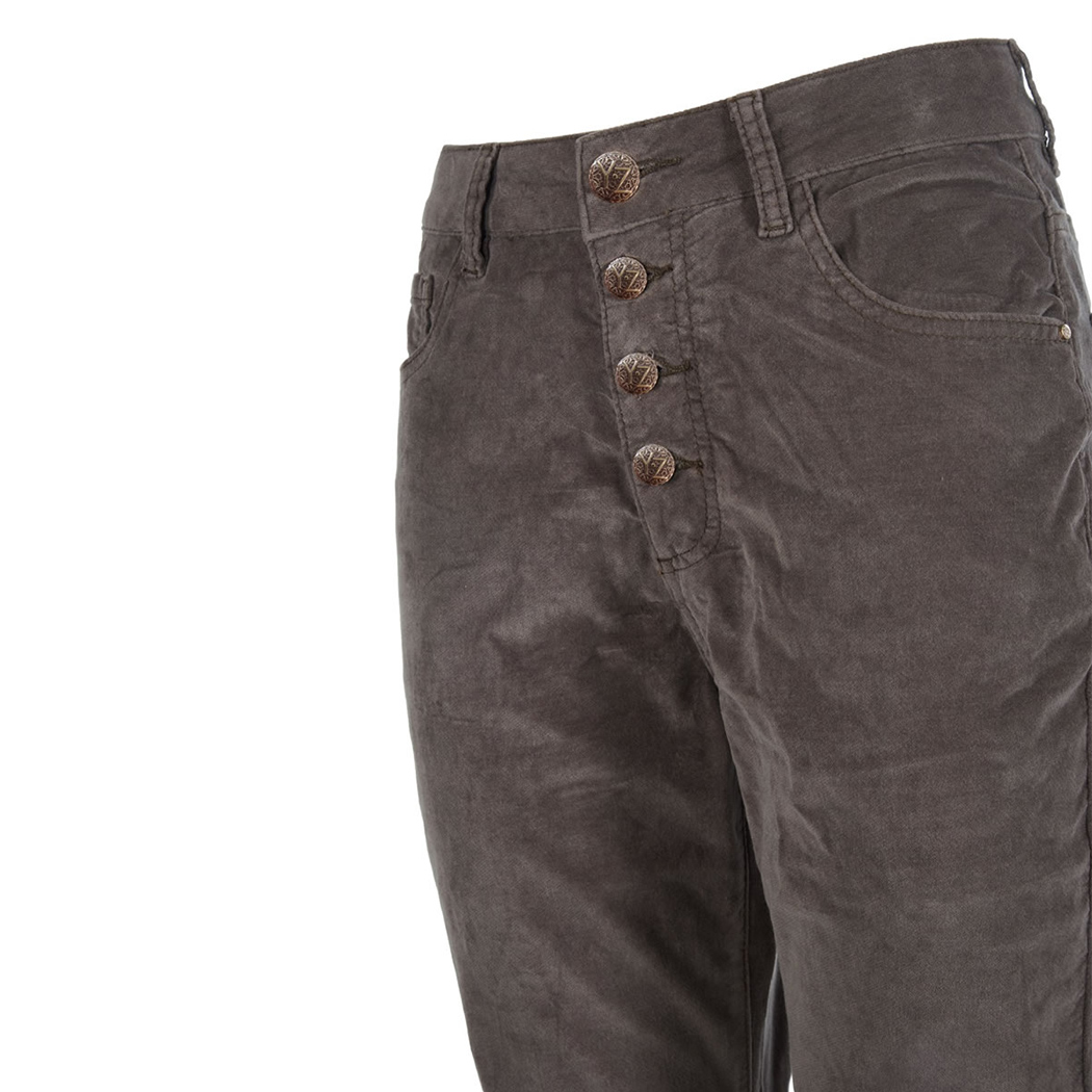 YES ZEE PANTALONI DONNA 5 TASCHE VITA ALTA VELLUTO CROPPED P337/FY00