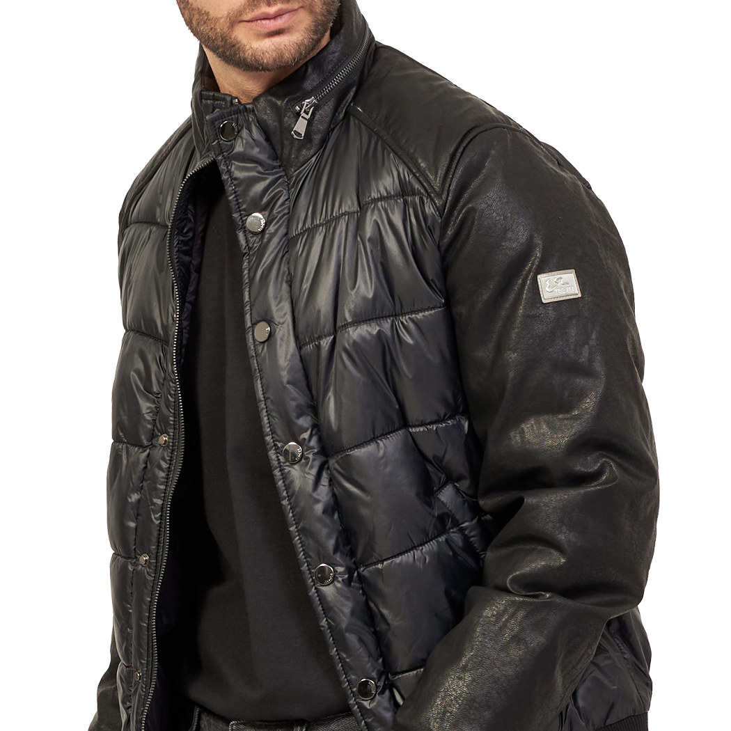 YES ZEE GIUBBOTTO UOMO GIACCA GIUBBINO PIUMINO CAPPUCCIO CON ECOPELLE J805/KA00