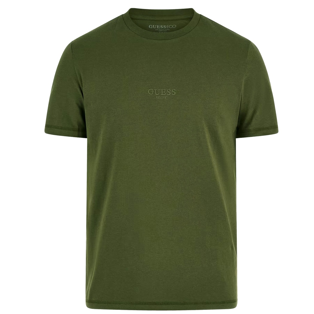 GUESS T-SHIRT UOMO MAGLIA COTONE JERSEY STRETCH LOGO PICCOLO BASIC M2YI72I3Z14