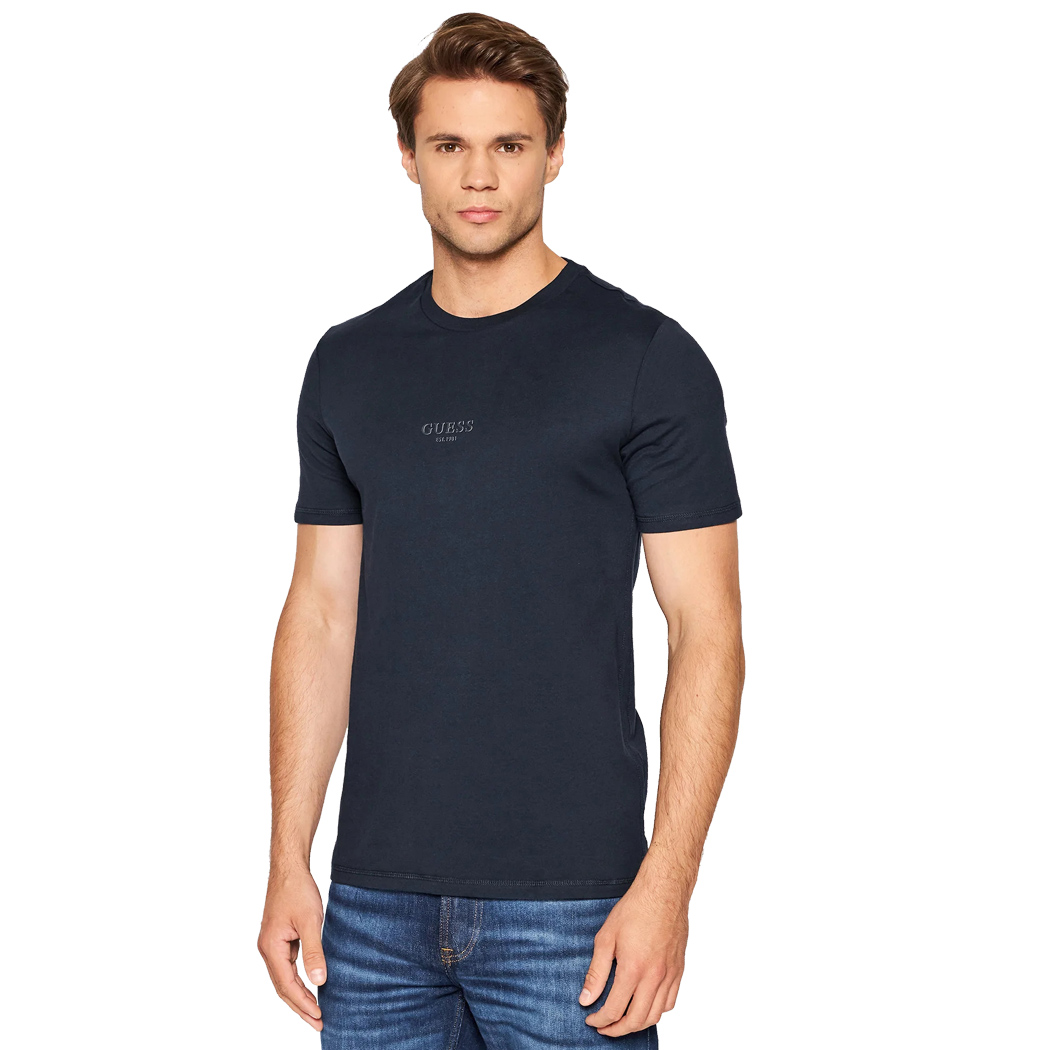 GUESS T-SHIRT UOMO MAGLIA COTONE JERSEY STRETCH LOGO PICCOLO BASIC M2YI72I3Z14