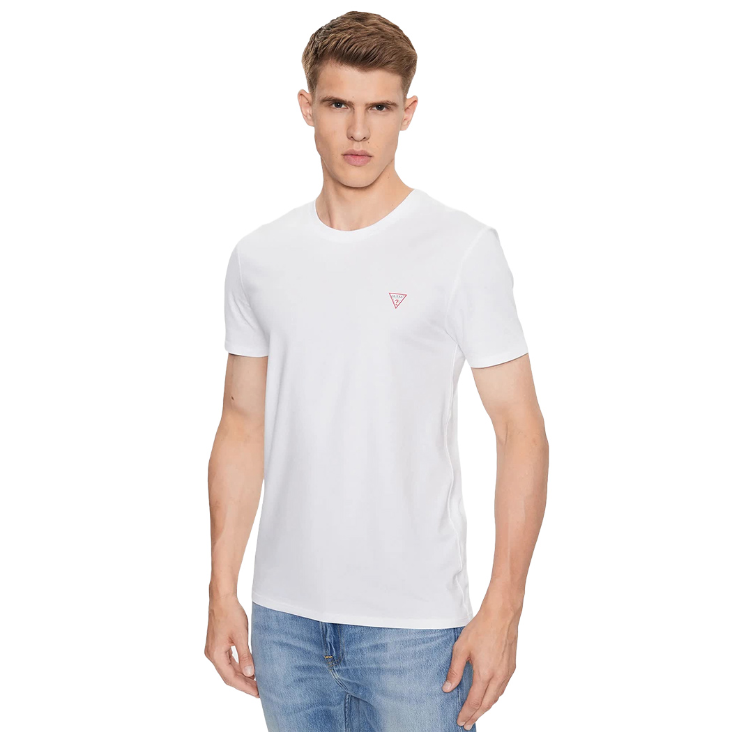 GUESS T-SHIRT UOMO MAGLIA COTONE JERSEY STRETCH LOGO TRIANGOLO BASIC M2YI24J1314