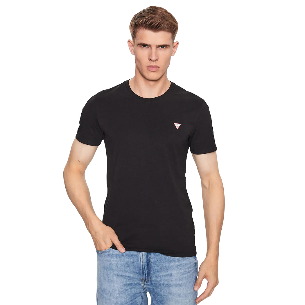 GUESS T-SHIRT UOMO MAGLIA COTONE JERSEY STRETCH LOGO TRIANGOLO BASIC M2YI24J1314
