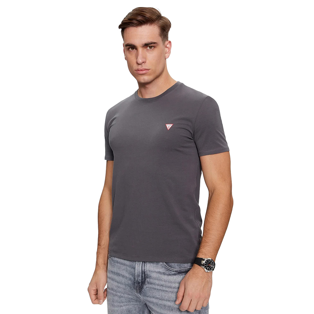 GUESS T-SHIRT UOMO MAGLIA COTONE JERSEY STRETCH LOGO TRIANGOLO BASIC M2YI24J1314
