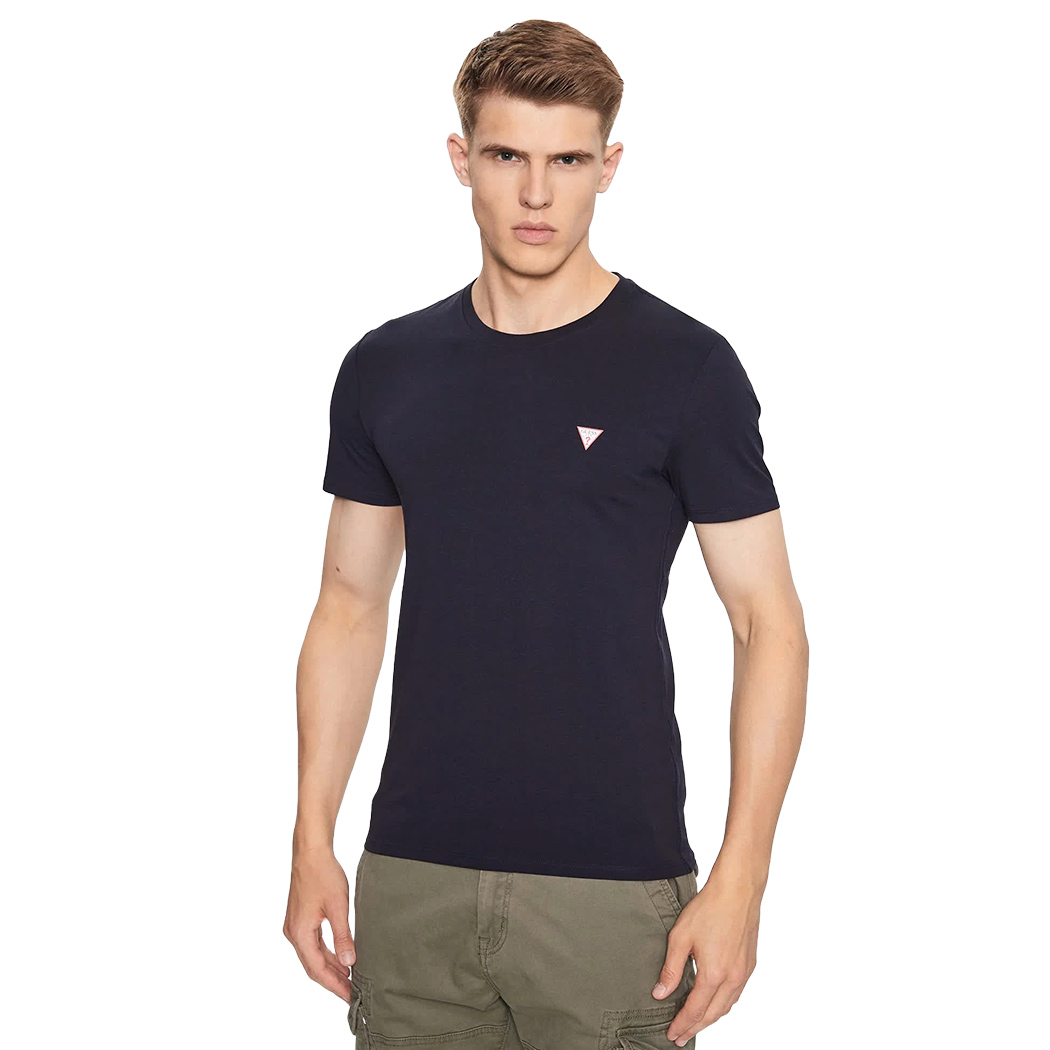 GUESS T-SHIRT UOMO MAGLIA COTONE JERSEY STRETCH LOGO TRIANGOLO BASIC M2YI36I3Z14