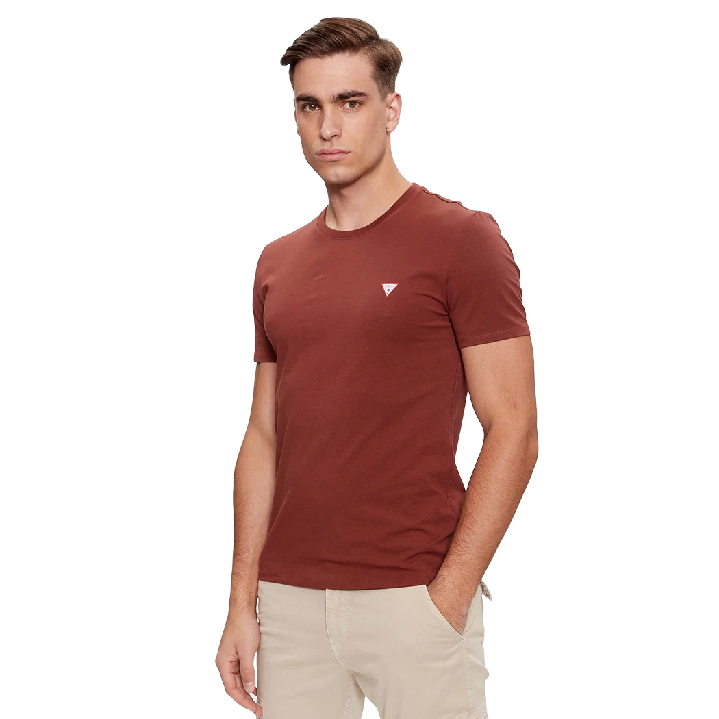 GUESS T-SHIRT UOMO MAGLIA COTONE JERSEY STRETCH LOGO TRIANGOLO BASIC M2YI24J1314
