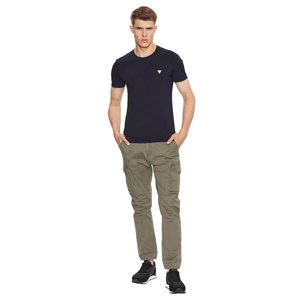 GUESS T-SHIRT UOMO MAGLIA COTONE JERSEY STRETCH LOGO TRIANGOLO BASIC M2YI36I3Z14