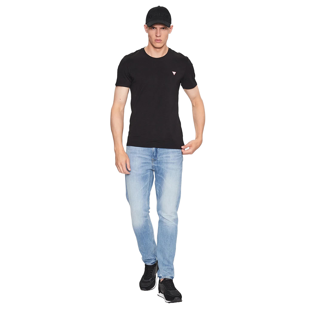 GUESS T-SHIRT UOMO MAGLIA COTONE JERSEY STRETCH LOGO TRIANGOLO BASIC M2YI36I3Z14