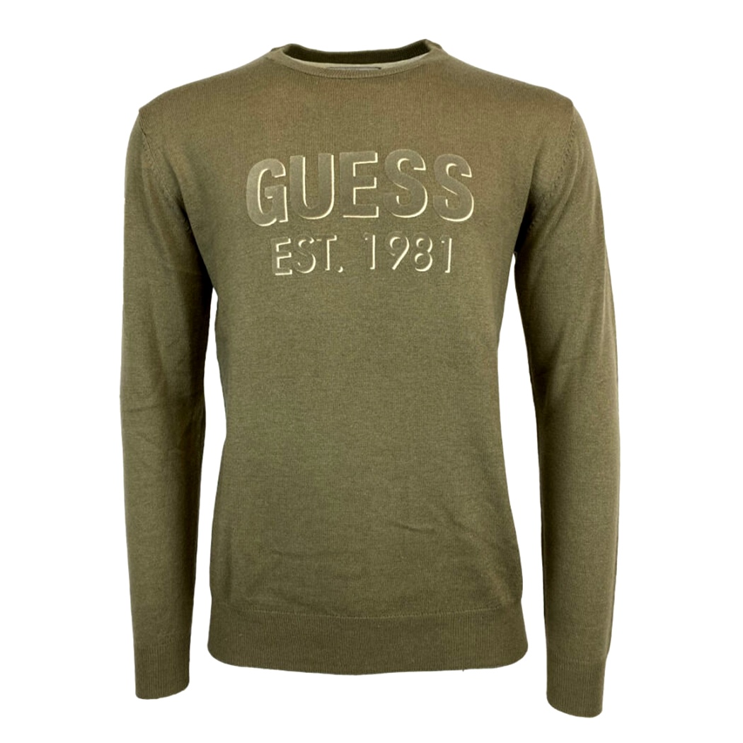 GUESS MAGLIA MAGLIONE GIROCOLLO MISTO LANA PULLOVER UOMO LOGO M3YR03Z3052