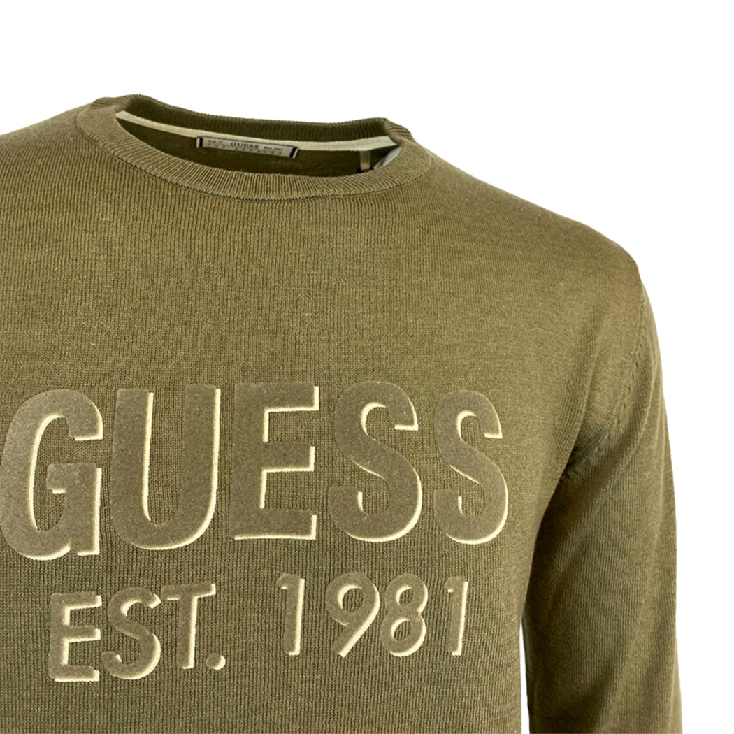 GUESS MAGLIA MAGLIONE GIROCOLLO MISTO LANA PULLOVER UOMO LOGO M3YR03Z3052