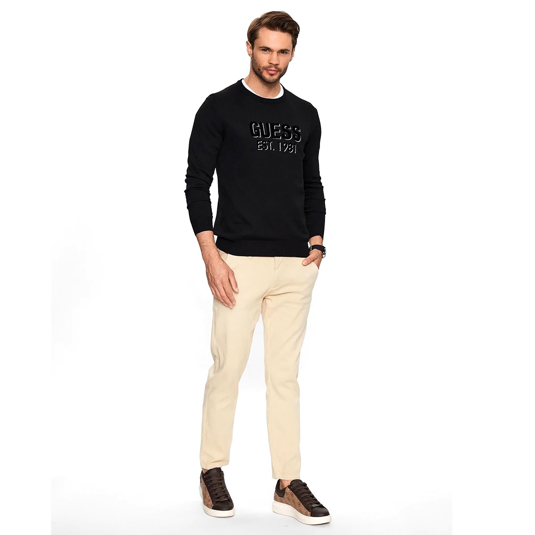 GUESS MAGLIA MAGLIONE GIROCOLLO MISTO LANA PULLOVER UOMO LOGO M3YR03Z3052