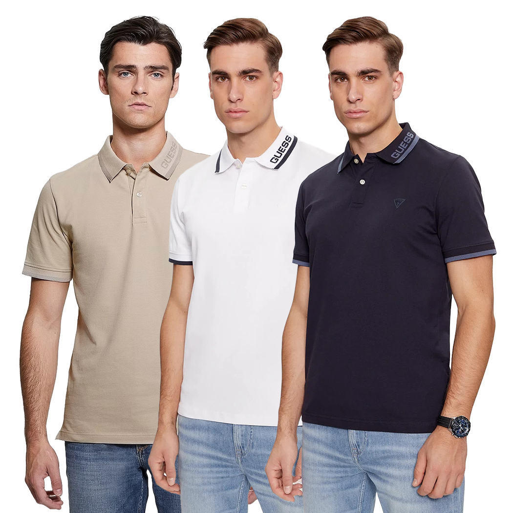 GUESS POLO UOMO T-SHIRT PIQUET COTONE STRETCH MAGLIA ESTATE SPORT M4RP60K7O64