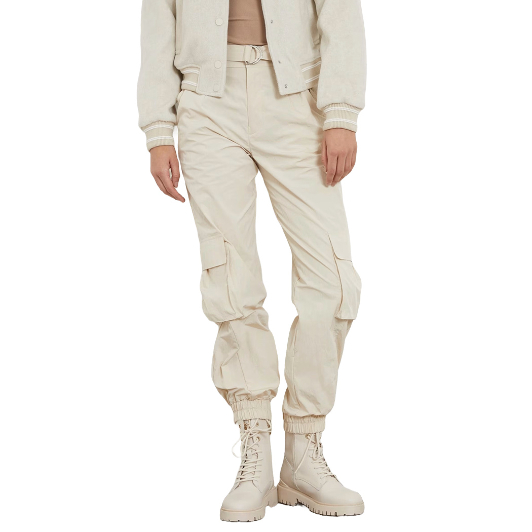 GUESS PANTALONI DONNA CARGO A VITA MEDIA TWILL SPORT LOGO RELAXED W4RB18WFVV0