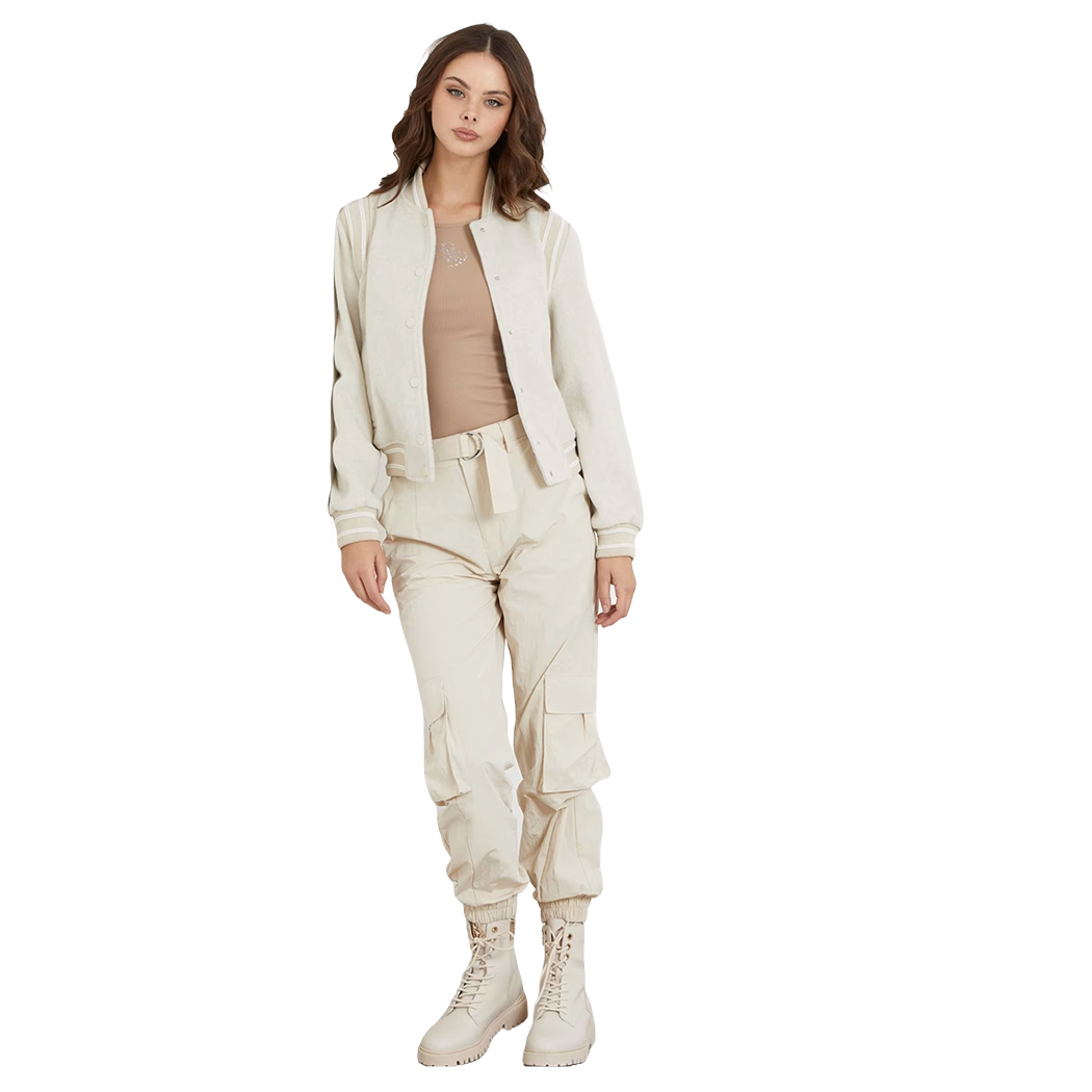 GUESS PANTALONI DONNA CARGO A VITA MEDIA TWILL SPORT LOGO RELAXED W4RB18WFVV0