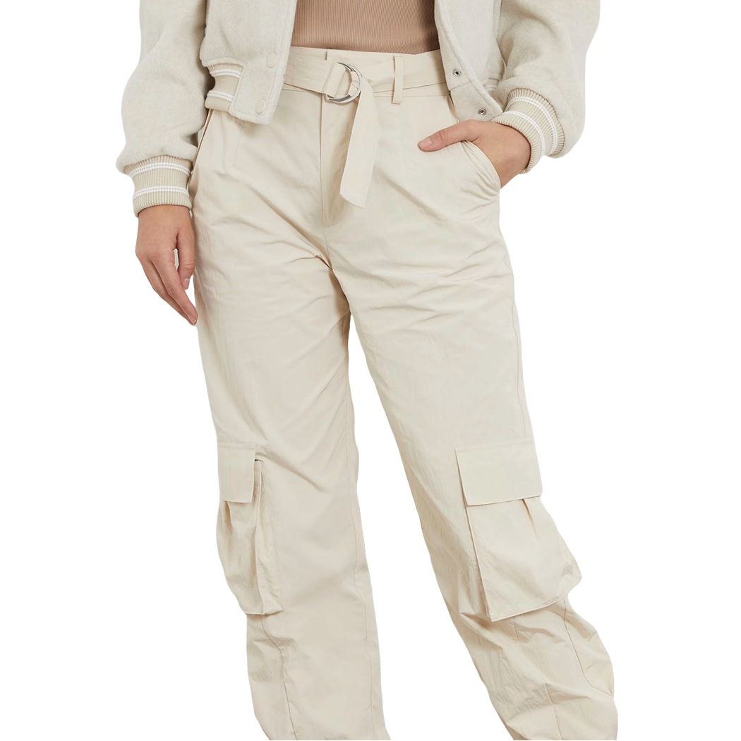 GUESS PANTALONI DONNA CARGO A VITA MEDIA TWILL SPORT LOGO RELAXED W4RB18WFVV0