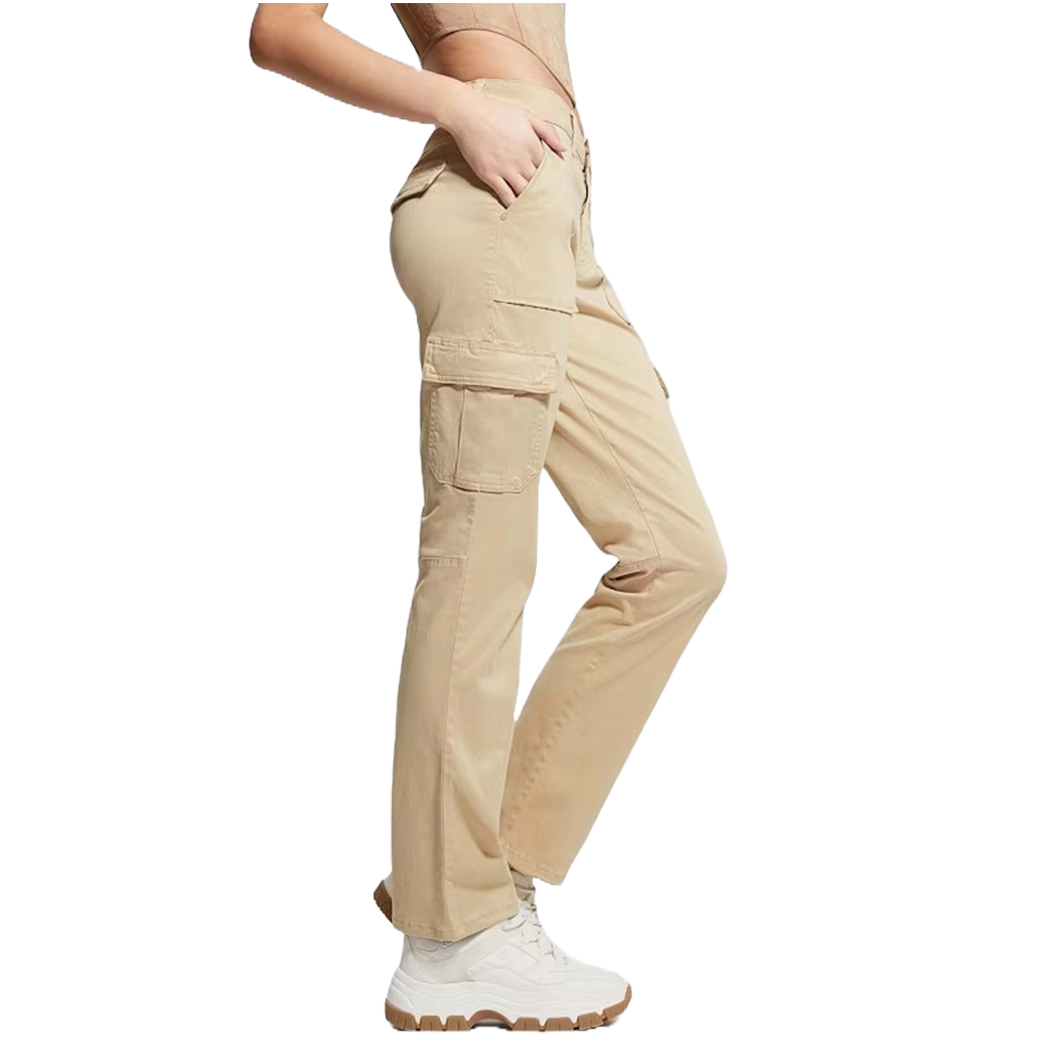 GUESS PANTALONI DONNA CARGO CHINOS SPORT LOGO RELAXED STRETCH W4RB59W93CL