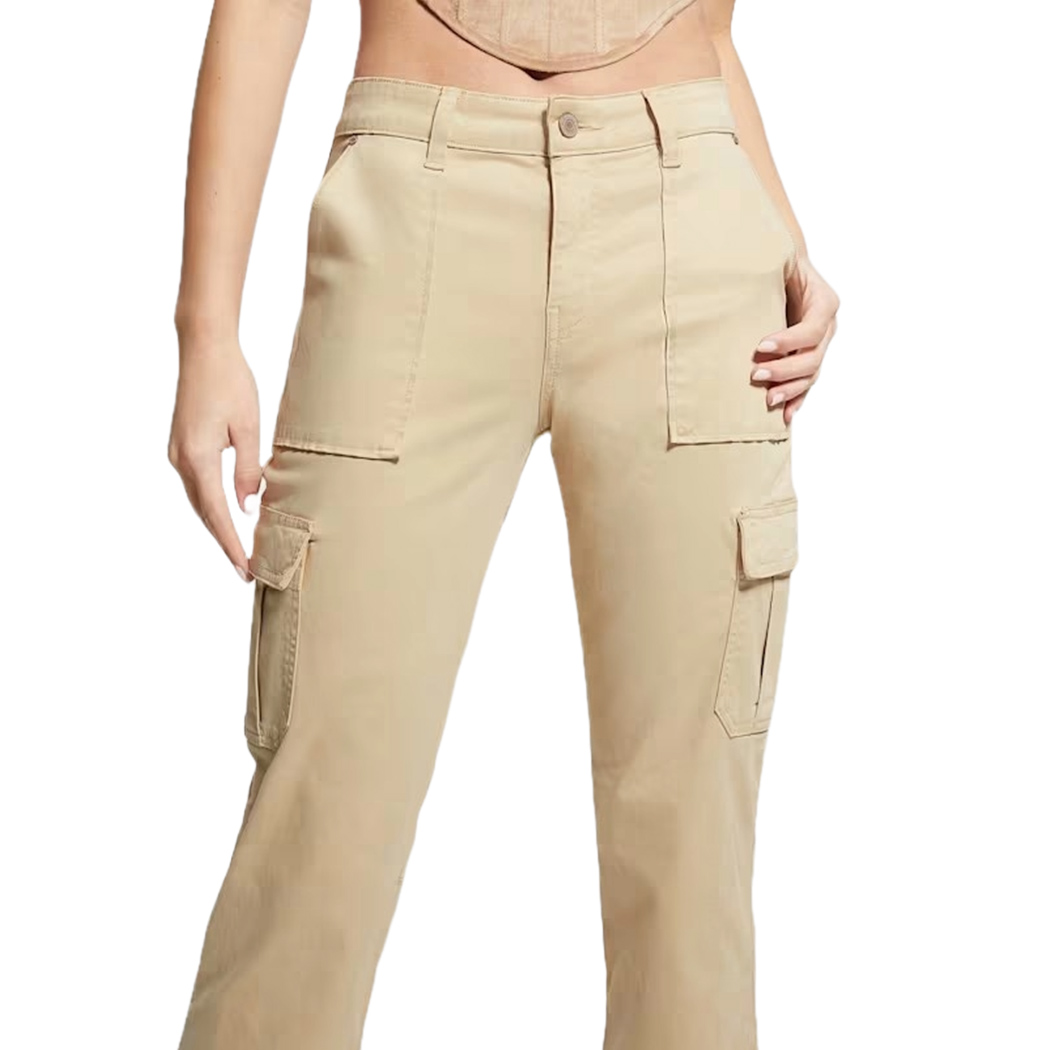 GUESS PANTALONI DONNA CARGO CHINOS SPORT LOGO RELAXED STRETCH W4RB59W93CL