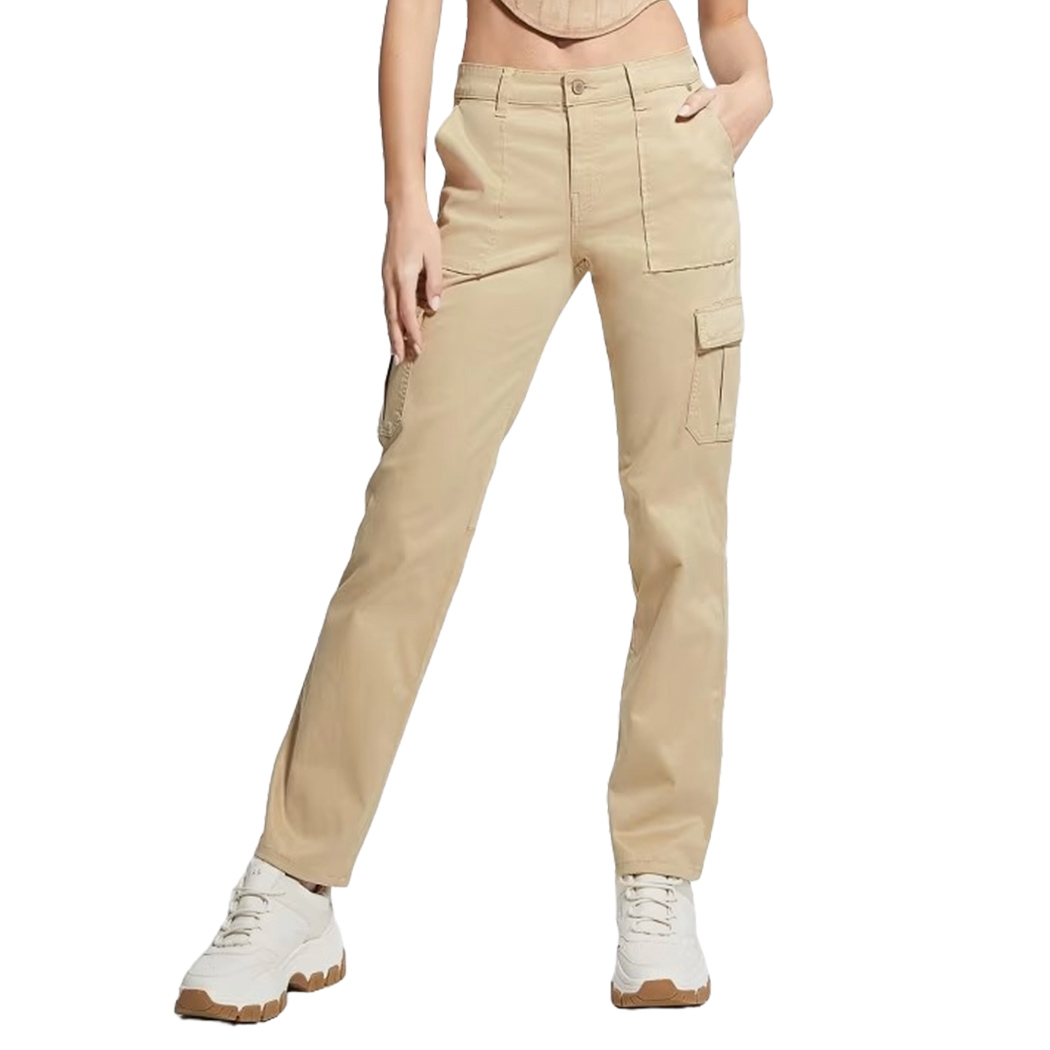GUESS PANTALONI DONNA CARGO CHINOS SPORT LOGO RELAXED STRETCH W4RB59W93CL
